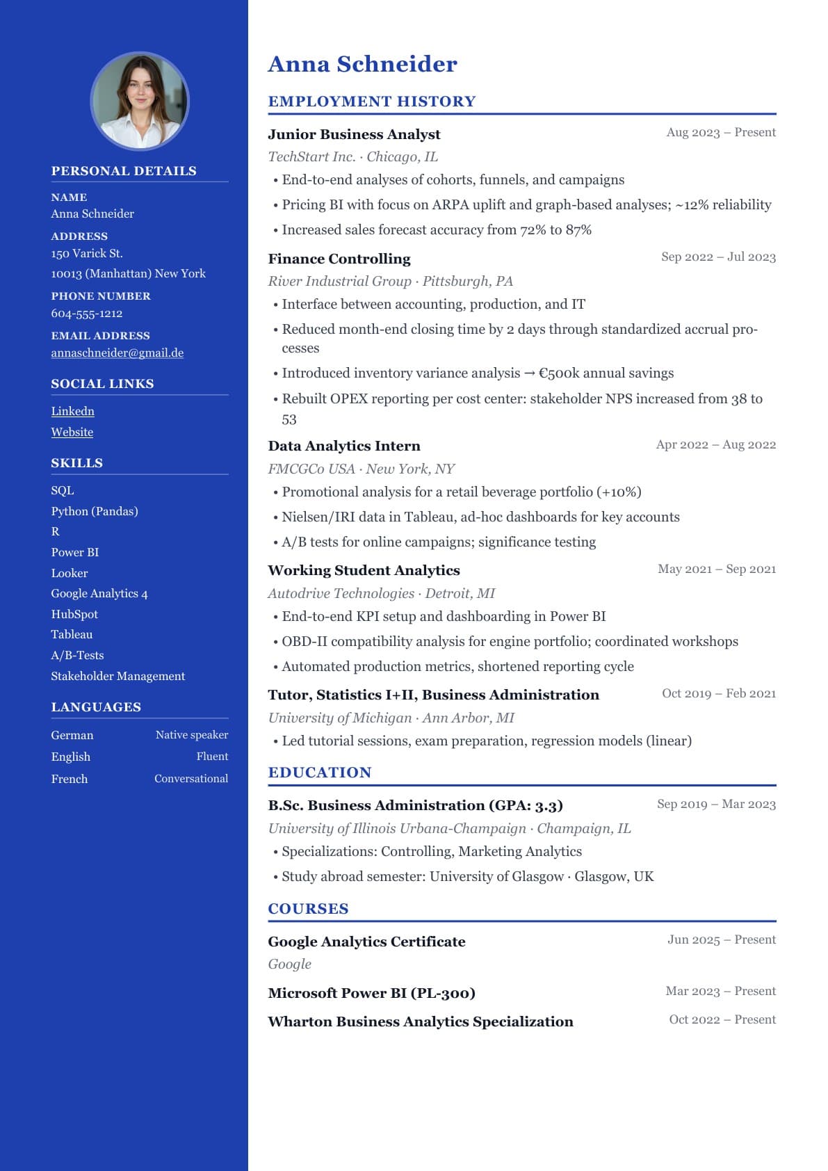 Anteprima del modello di curriculum Modern