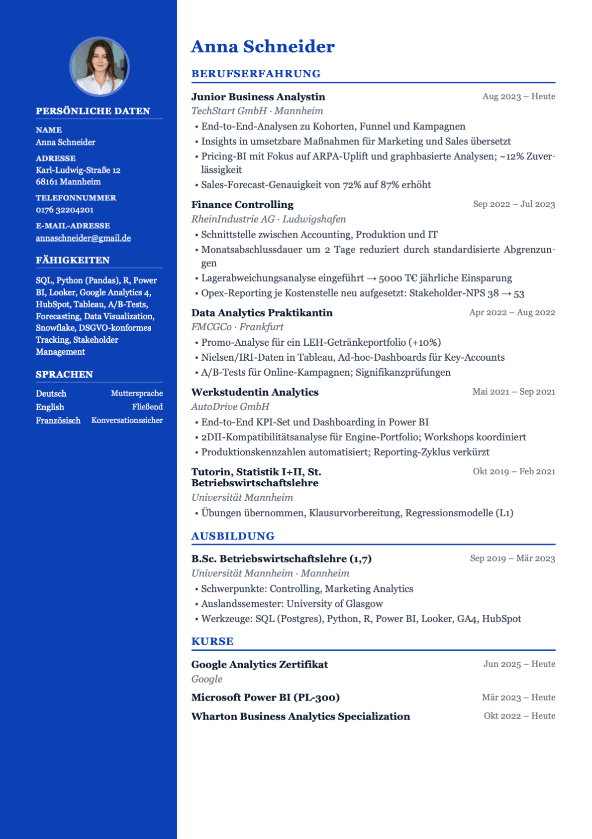 Modern Header resume template